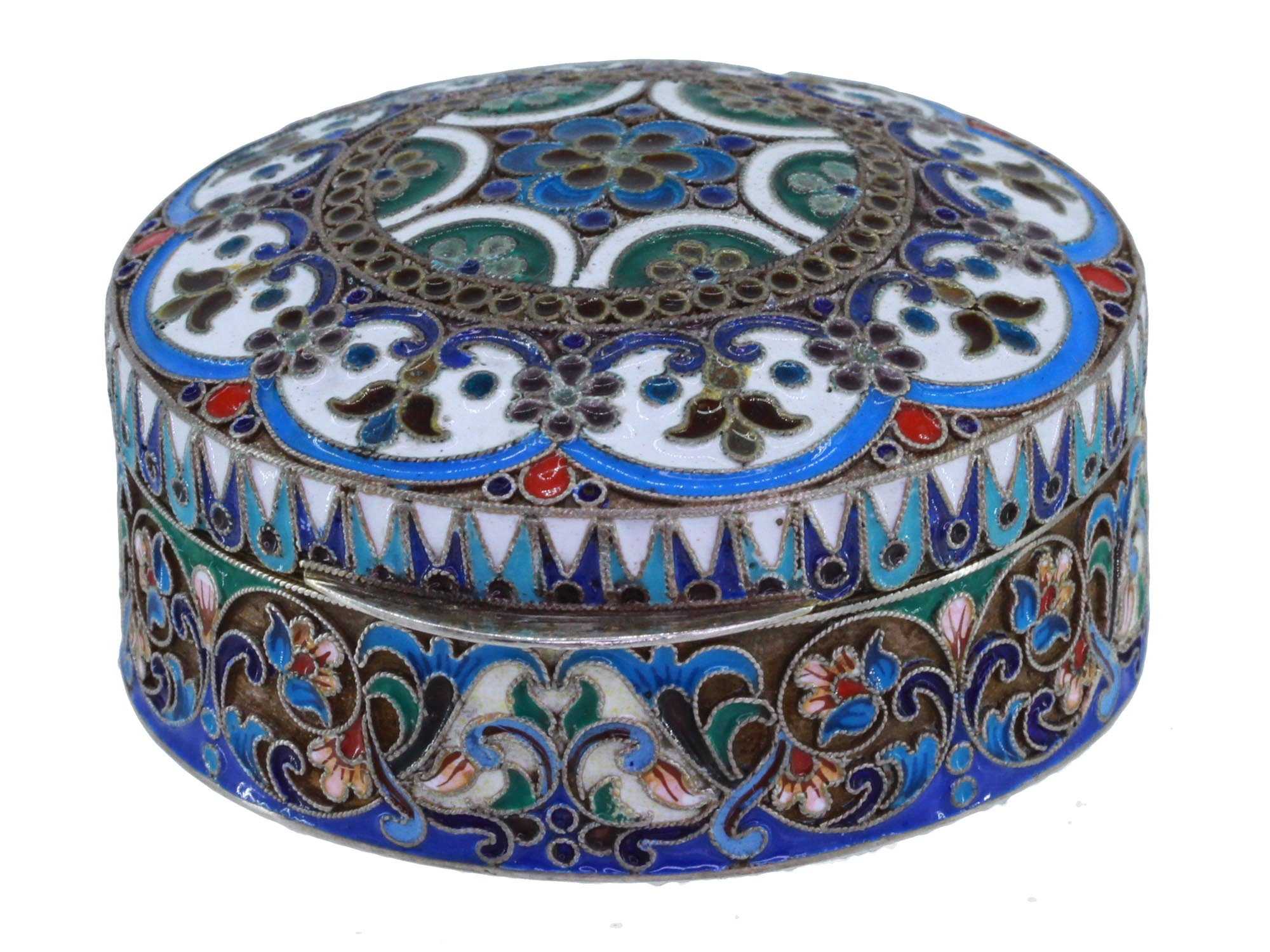 RUSSIAN SILVER AND CLOISONNE ENAMEL TRINKET BOX PIC-0
